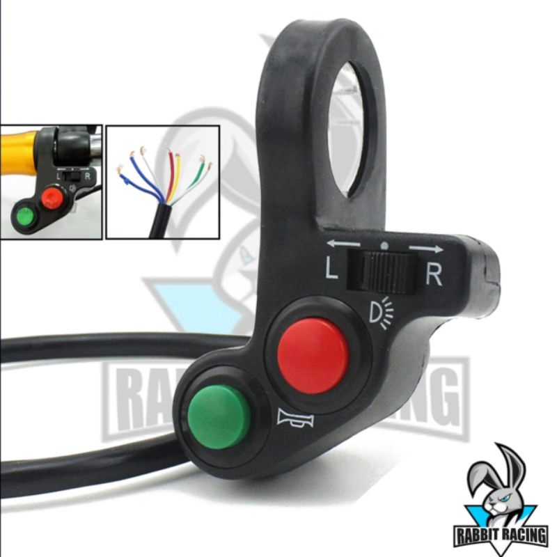 Saklar Mini Model L Swich Kiri 3 Tombol Klakson Sen On/Off Lampu Breket Stang Universal Motor Mega P