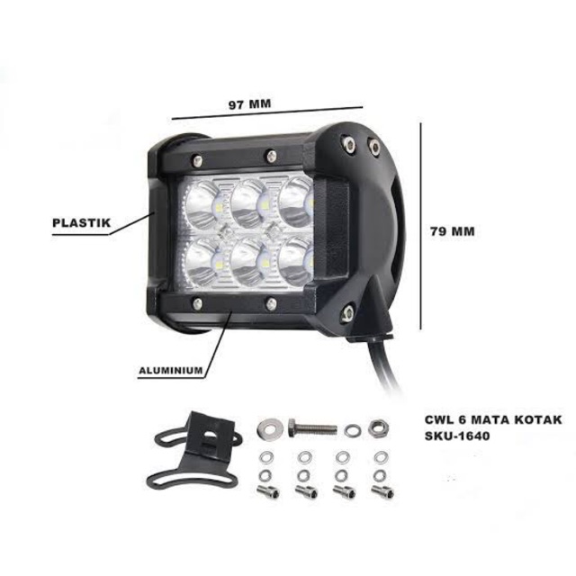 Lampu Tembak LED 6 Mata Kotak - Lampu Sorot LED 6 Mata Kotak Waterproof T1640