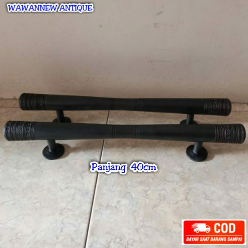 Handle Pintu Rumah Pagar Kuningan Antik Motif Polos Lerek 40cm