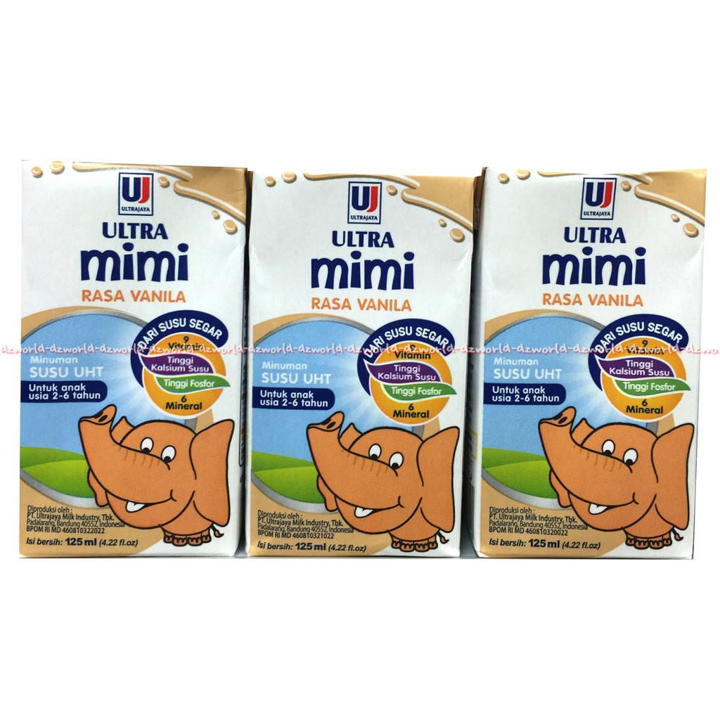 Ultra Mimi Kids 125ml Susu Ultra UHT Untuk Anak Anak Rasa Full Cream Stroberi Coklat Vanila Susu Cair Siap Minum Mimi Milk Drink