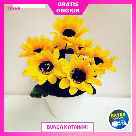 Bunga Hias Plastik Matahari Mini Hiasan Meja Tamu Dekorasi Rumah