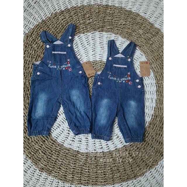 Overall Love Peace Impor Denim Anak Perempuan