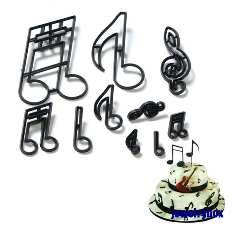 10pcs / set Cetakan Pemotong Kue Bentuk Note Musik Bahan Plastik Untuk Dekorasi