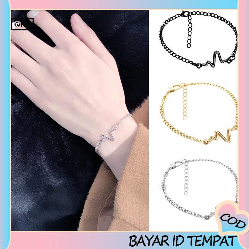 COD Gelang Rantai Adjustable Simple Model Elektrokardiogram Untuk Pria/Wanita/Pasangan A one