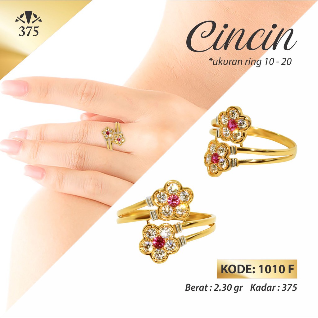 TM375 CINCIN SPIRAL BUNGA EMAS ASLI 0919