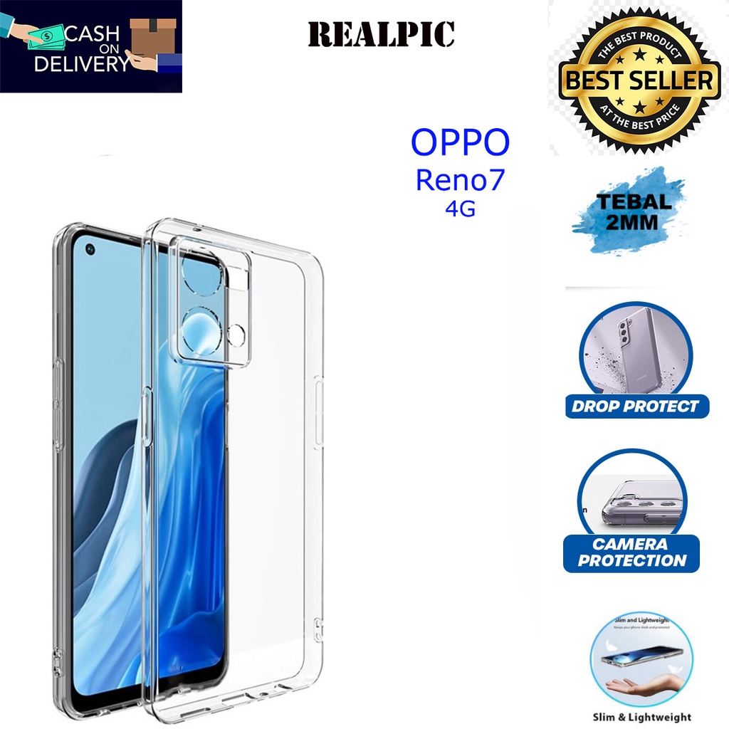 Case Oppo Reno 7 4G Casing Clear HD KETEBALAN 2MM BENING TRANSPARAN TPU Premium Softcase