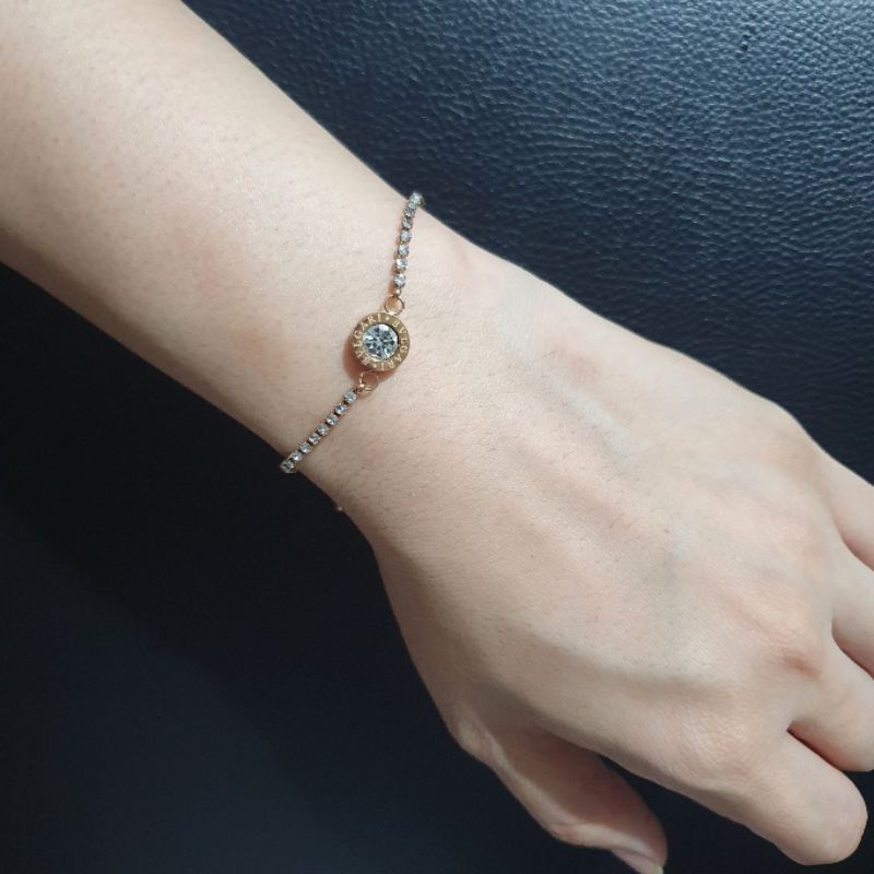 Gelang Titanium Asli Model Serut Rosegold Premium Quality Anti Karat Bracelet Stainless Steel ori 1