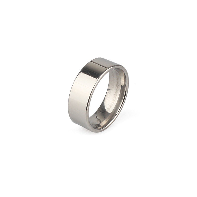 Cincin Glossy Bahan Titanium Steel Gaya Hip Hop