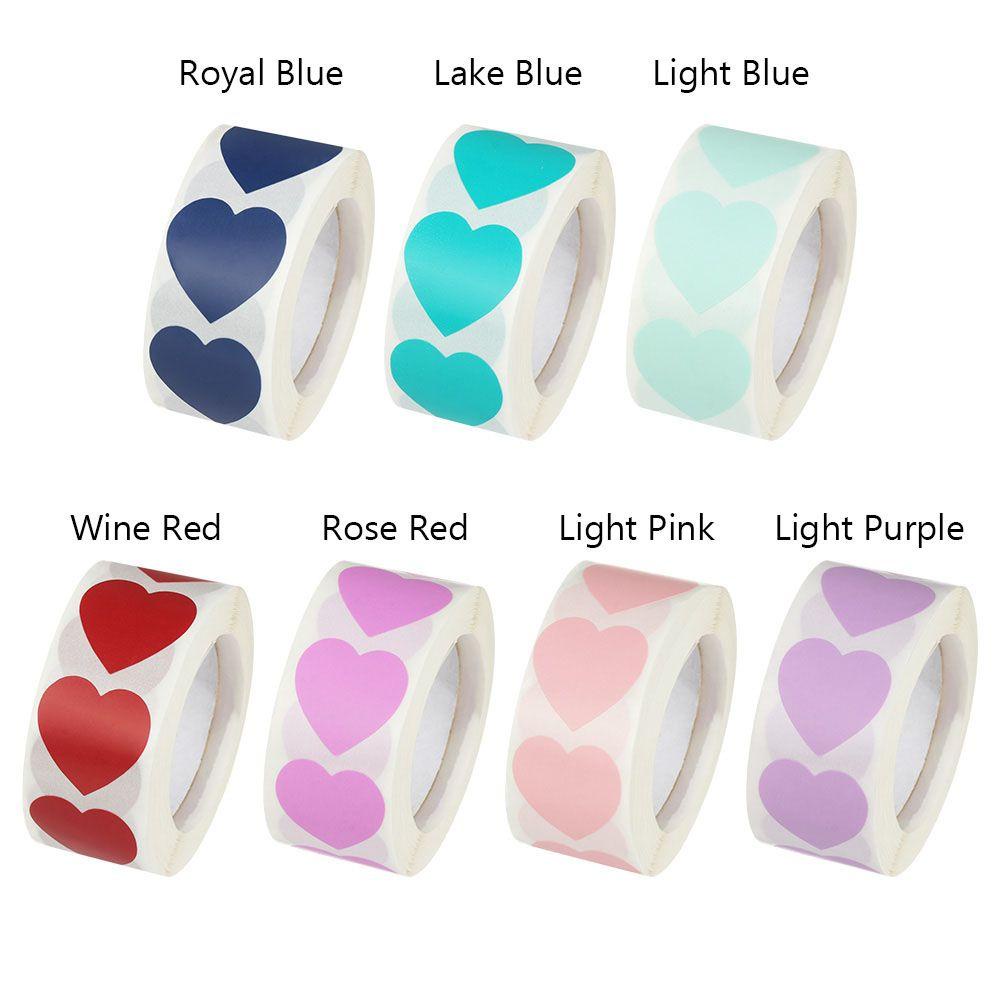 Preva 500pcs Love Heart Shaped Cute Gift Packaging Alat Tulis Stiker