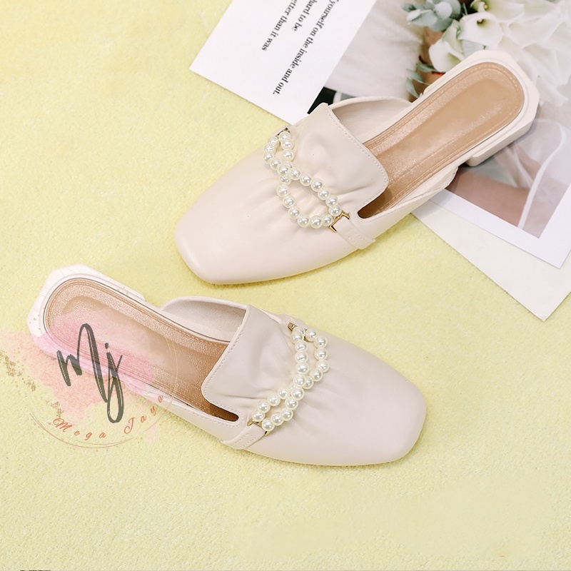 sandal wanita fashion import sandal sepatu mutiara jelly murah