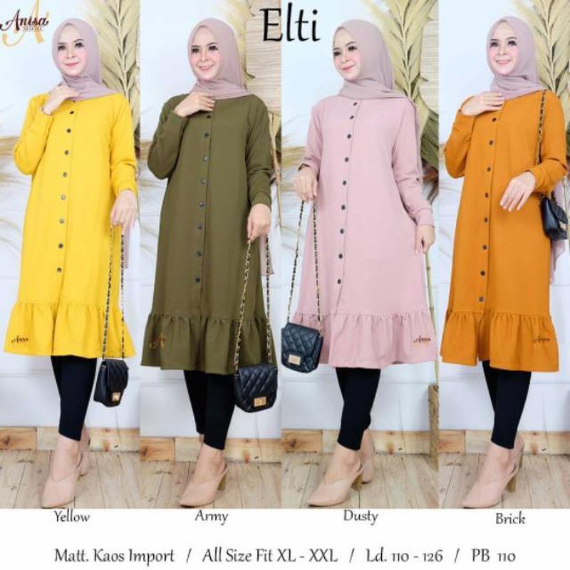 Atasan Muslim Wanita Amelia Long Tunik // Tunik Motif Katun Kotak // Tunik Terbaru // Tunik Murah / 