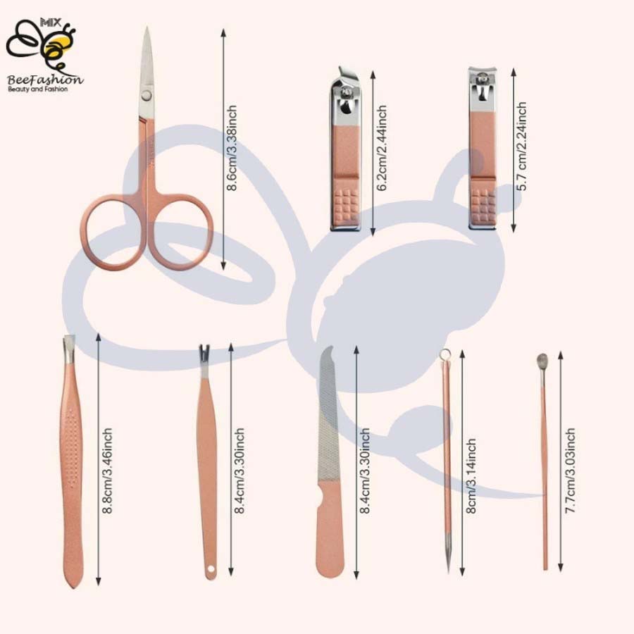 Set Gunting Kuku Nail Art Manicure Pedicure Set - 8Pcs Pink