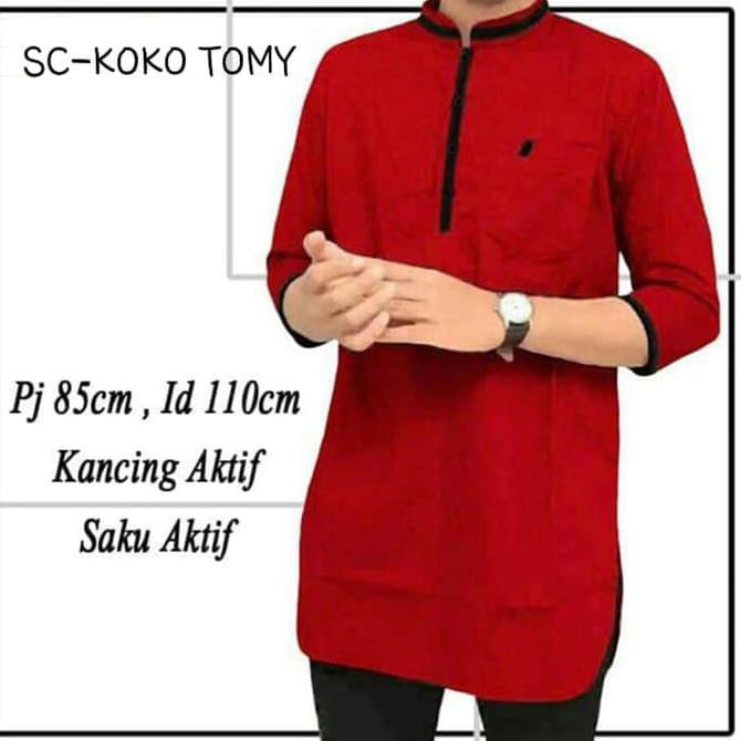 KOKO TOMY MERAH BATA SC Koko pria katun merah bata