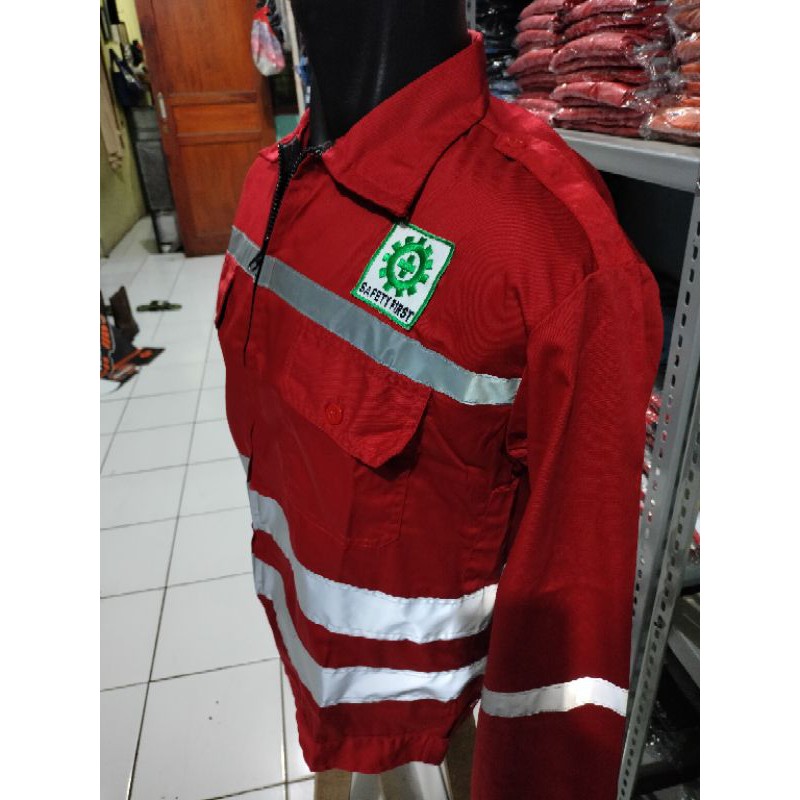 BAJU SAFETY MERAH RESLETING SCOTLIGHT DOBLE