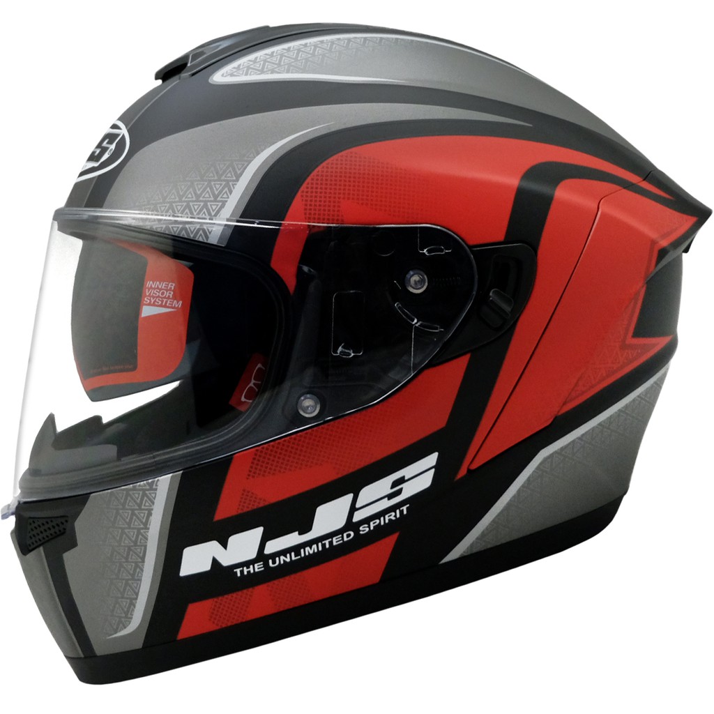 NJS ZX-1 Tricolor Hitam - Merah Gloss/Doff - Helm Fullface