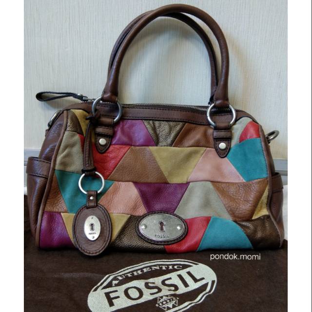 Preloved Fossil Maddox Satchel Patchwork