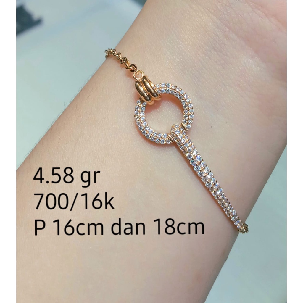 Gelang Rantai Emas Fashion Zircon Kadar 70% 4.58 Gram