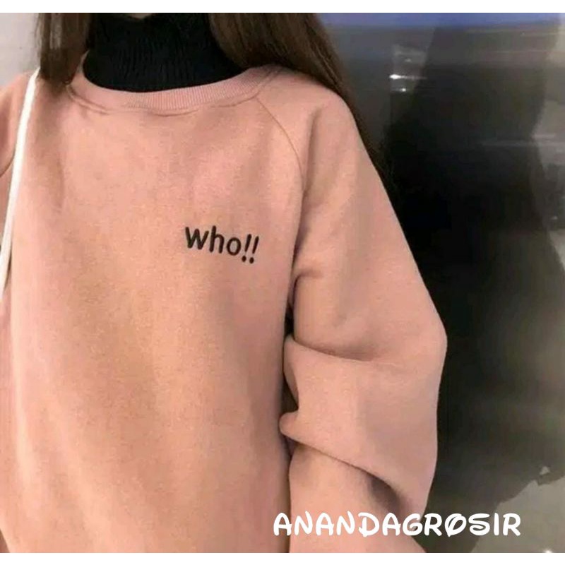 SWEATER WHO !!  SWEATSHIRT APLIKASI BORDIR TERBARU SWEATER WANITA