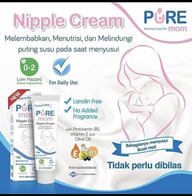 Pure Mom Nipple 15 grm Cream Nipple Puting Baby Bayi