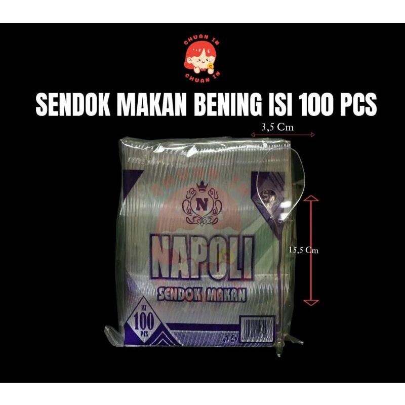 Sendok Panjang Makan Bening Napoli / Sendok Plastik Bening Murah