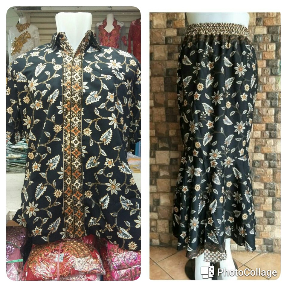 busana couple batik hem pendek rok mermaid