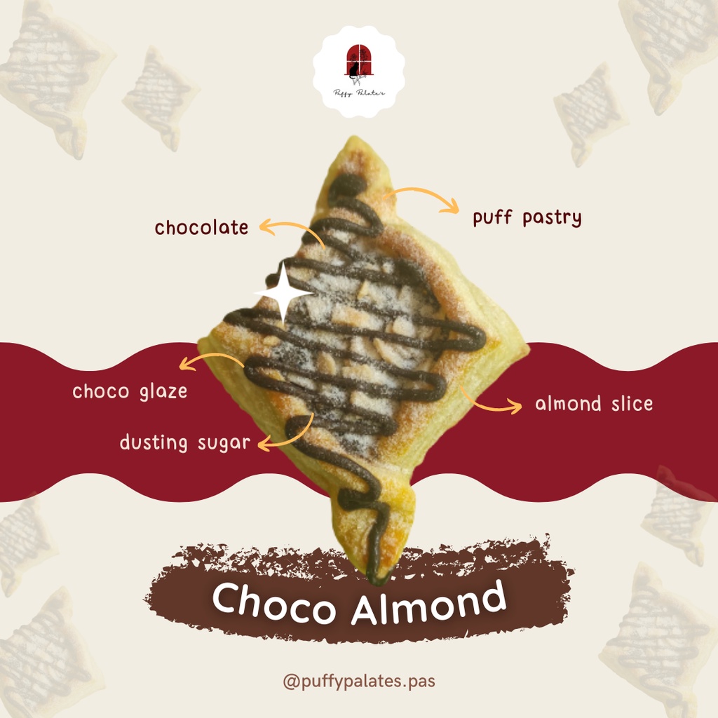 

Kue Cemilan Oleh-Oleh Puff Pastry Sweet Sensation by Puffy Palate's - Choco Almond