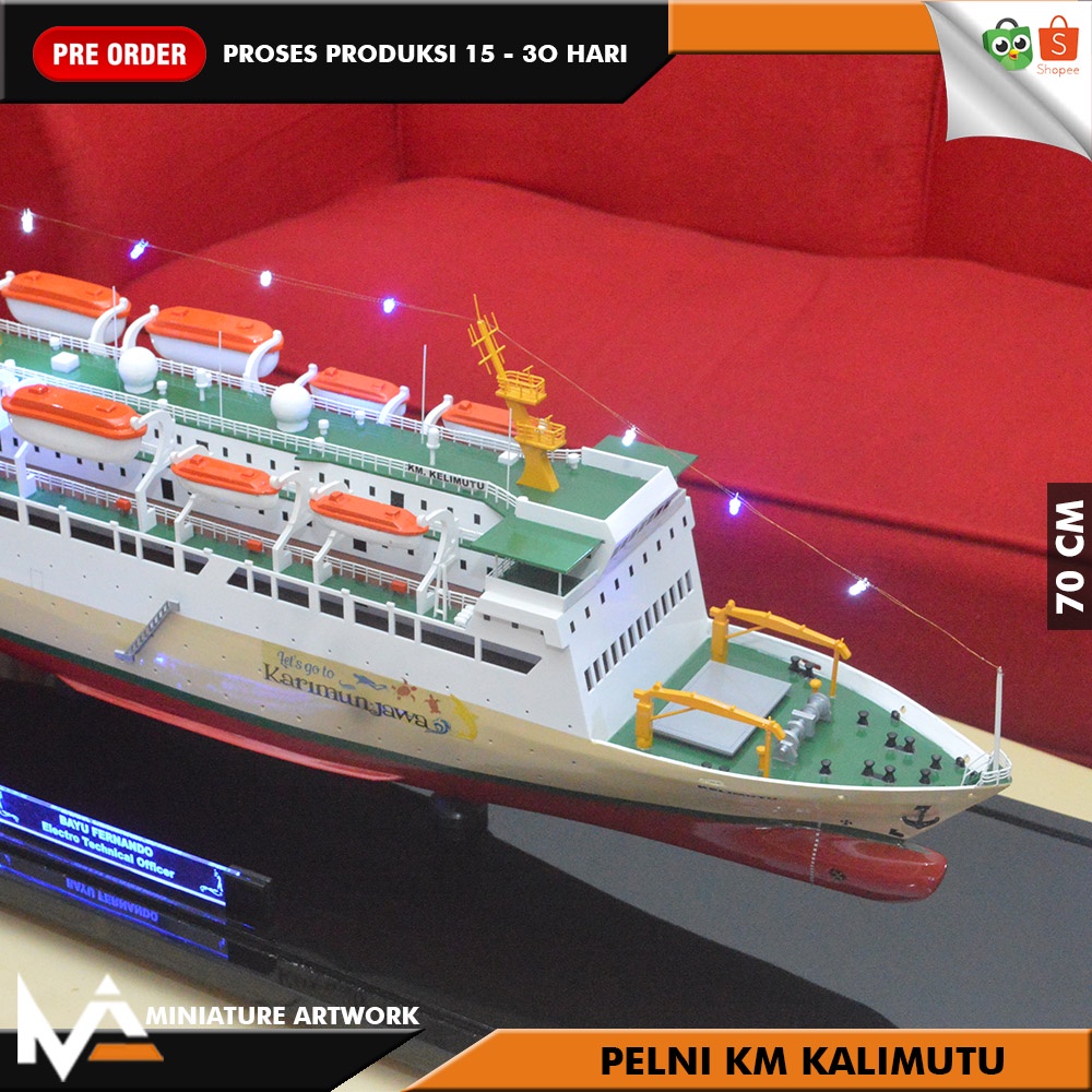 (PRE-ORDER) MINIATUR KAPAL PELNI KM KALIMUTU 70 CM I PAJANGAN GIFT SOUVENIR