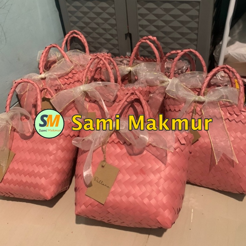 Tas Anyaman Plastik Murah Polos Mini Keranjang Belanja untuk Bingkisan Hampers Parcel Wadah Hampers Pernikahan