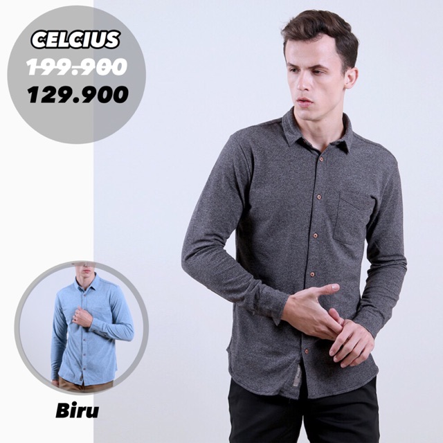 Kemeja Pria Original Celcius - Hitam Biru
