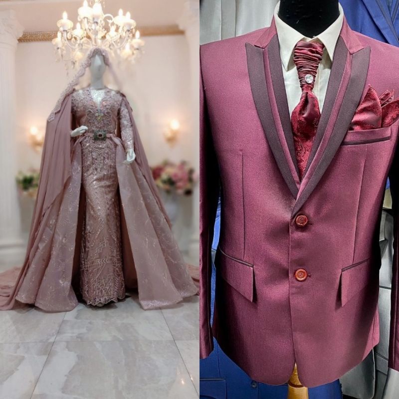 COUPLE GAUN PENGANTIN DAN JAS PREMIUM MEWAH | GAUN PASANGAN | BAJU PENGANTIN COUPLE MODREN