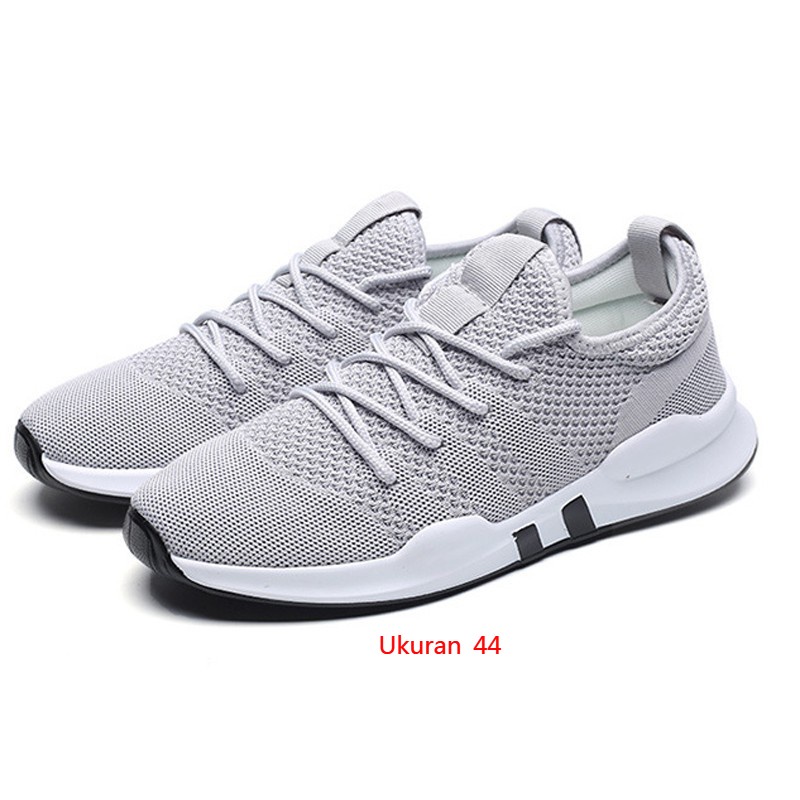 Leedoo Sepatu Pria Sneaker Running Fashion Shoes Bahan Karet EE01-A-Abu 44