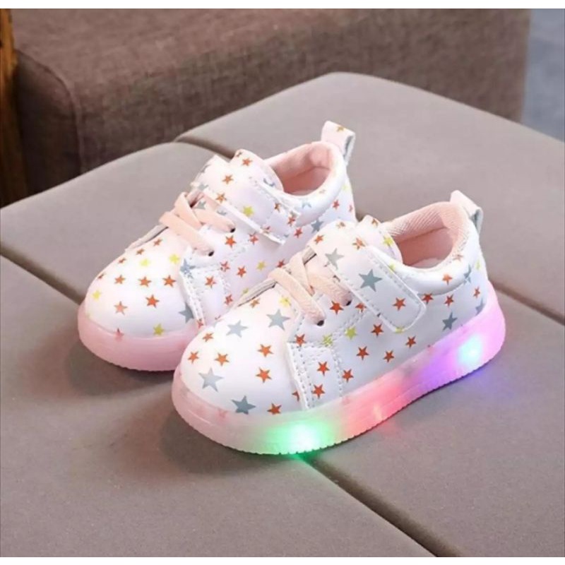 [COD] Sepatu Anak STARS Sepatu Lampu Menyala LED Sepatu Anak Perempuan Sepatu anak laki-laki Size 21-30