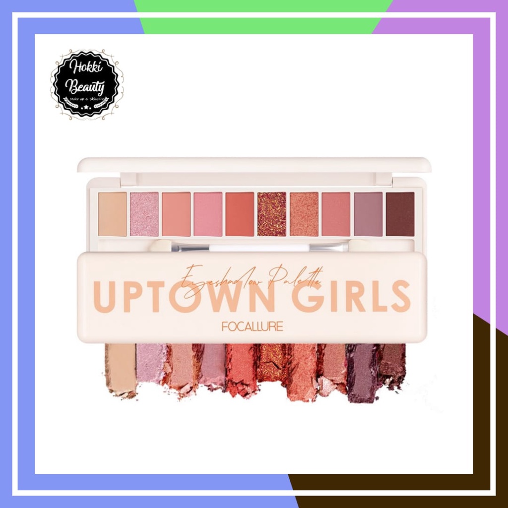 FOCALLURE Glitter Pigment 10 COLOR Eyeshadow palette- UPTOWN GIRLS - kosmetik Mata (FA158)