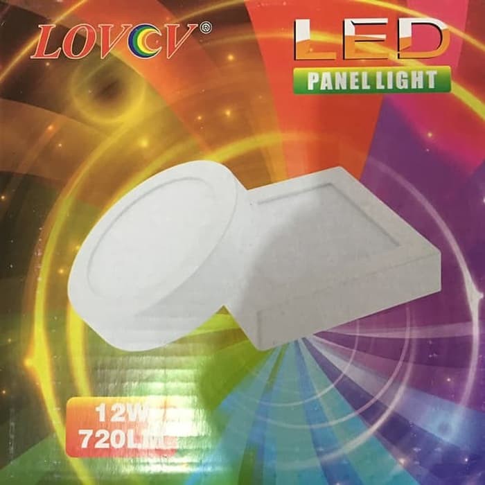 Downlight Panel Segi Tempel Kotak Warna Putih Kuning 12W Lovov 5inch