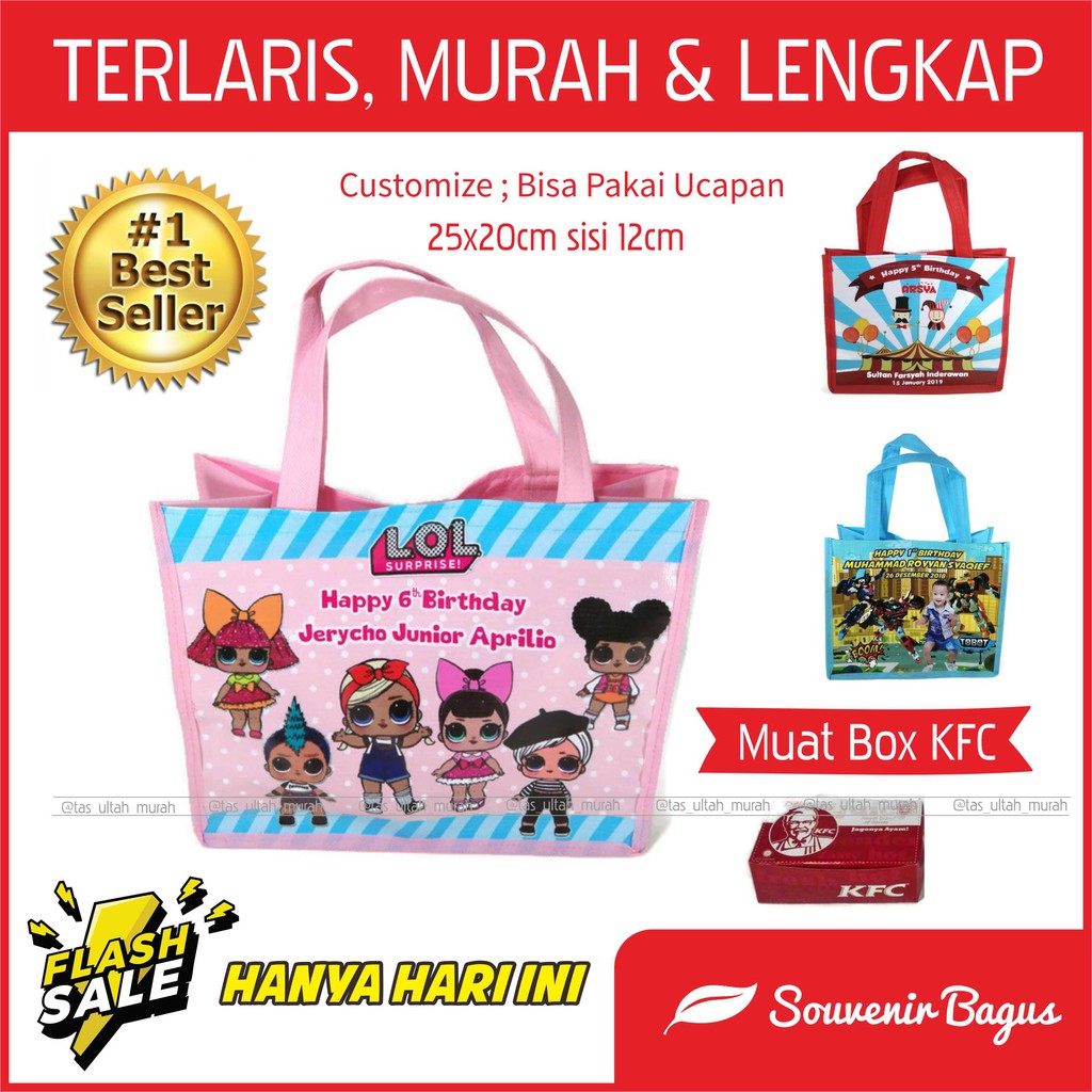 FLASH SALE LIVE CUSTOM  Tas Ultah NATAL MAULID HAJI UMROH BIDAN Murah Custom Pakai Nama Tas Ulang Tahun Desain Suka 2 Goodie Bag Custom