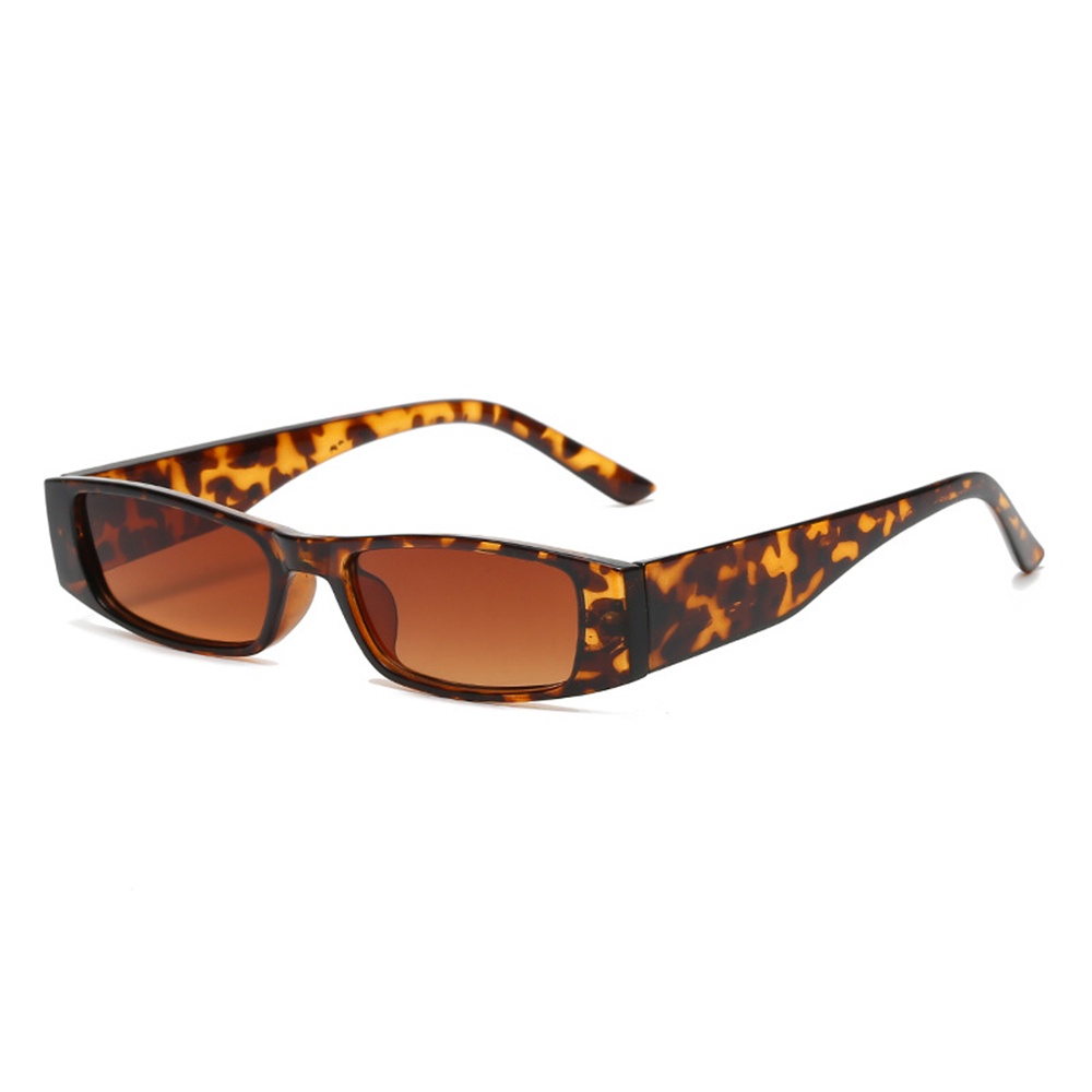 SUBEI Square Retro Sun Glasses Trending Small Frame Small Rectangle Sunglasses Women's Fashion UV400 Eyewear Vintage Narrow Sunglasses-Bright leopard