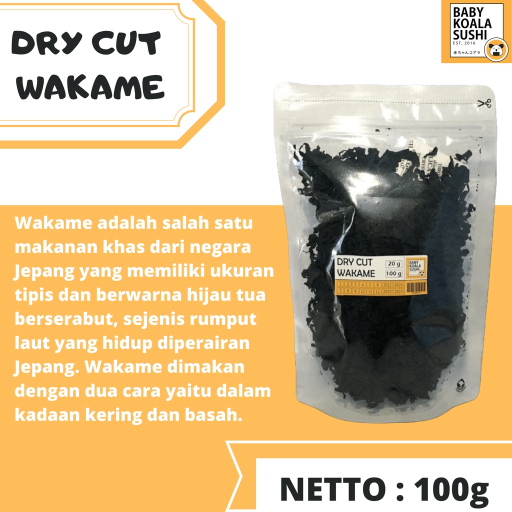 DRY WAKAME Rumput Laut Kering 100 g │ Dried Cut Wakame Import for Miso Sup Ramen Udon