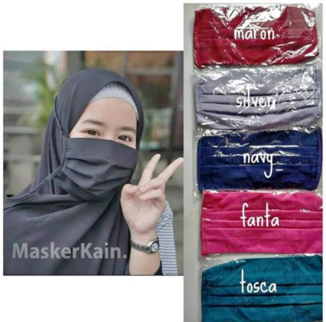 MURAH !!! isi 1 LUSIN MASKER KAIN POLOS CANTIK