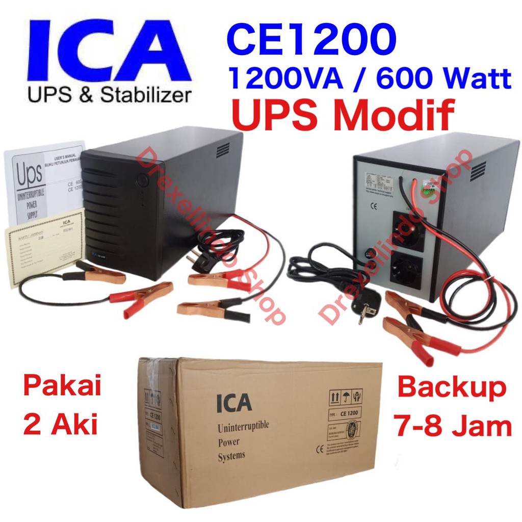 UPS MODIF ICA 1200 Pakai 2 AKI 12 VOLT-100A