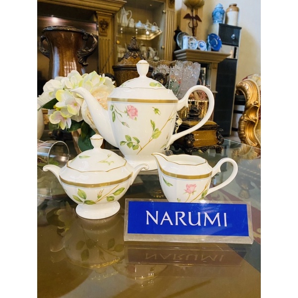 Tea Pot Set Creamer Sugar Narumi Rosy Lane Mewah Cantik