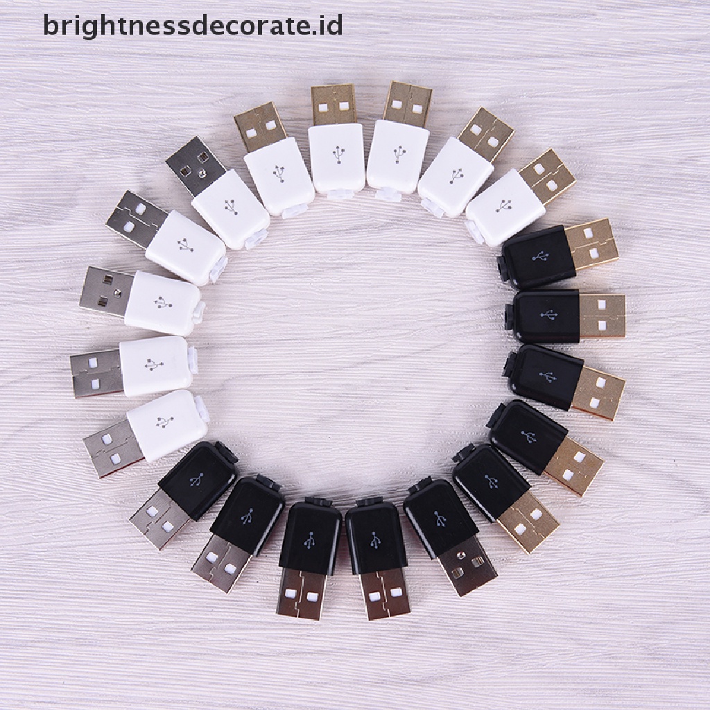 10pcs / Lot Adapter Konektor Usb Male Lapis Nikel Emas