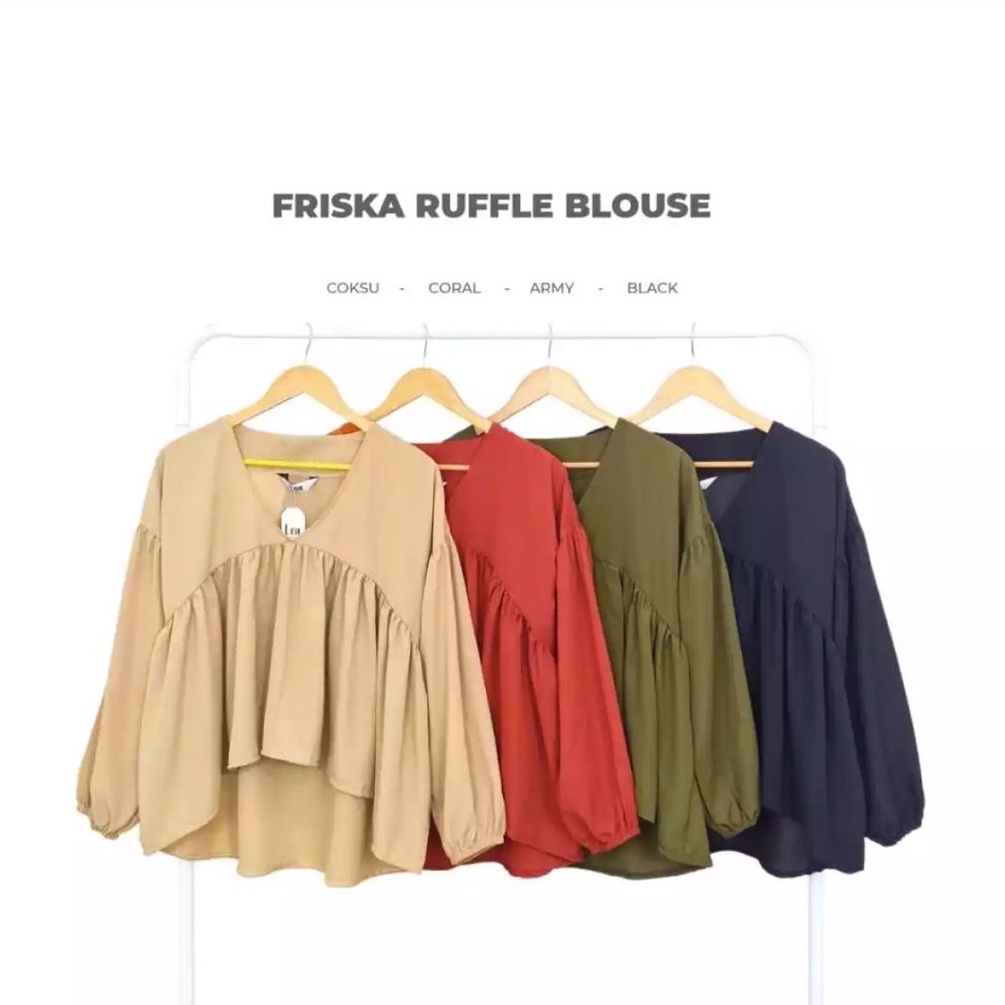 Friska Ruffle Blouse / Ruffle Korea / Vilia Blouse / Atasan Terlaris / Blouse Wanita