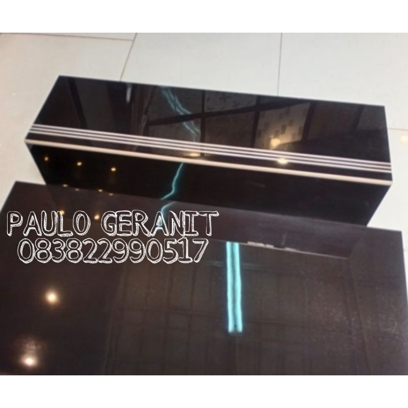 Granit anak tangga glosy hitam polos by Garuda
