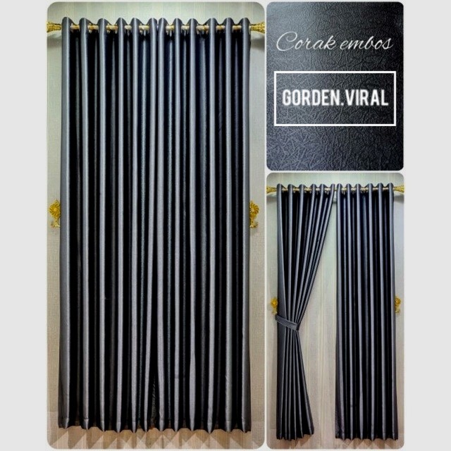 Gorden Blackout Polos Glossy 100 x 250 - 300 cm Hordeng Jendela Pintu Tirai Minimalis