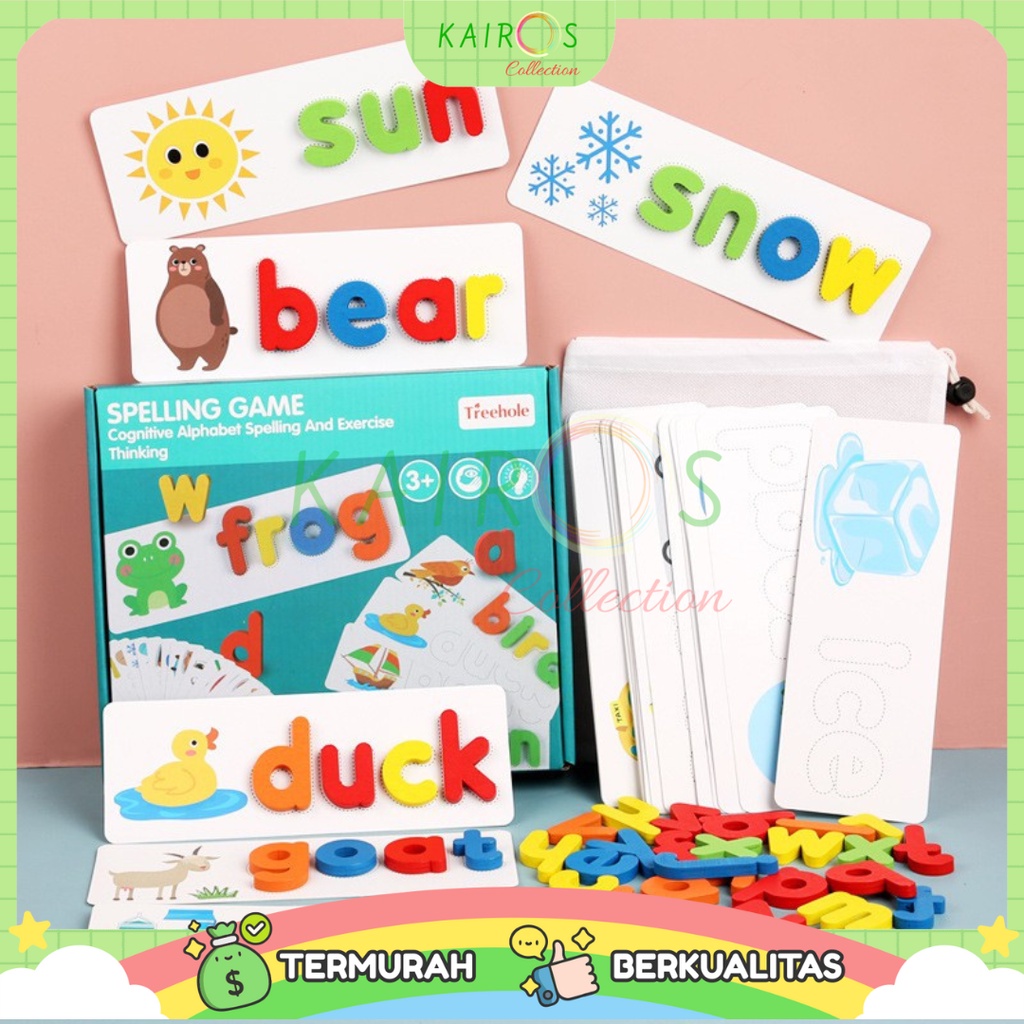 Spelling Card Matching Treehole Letter Game Puzzle