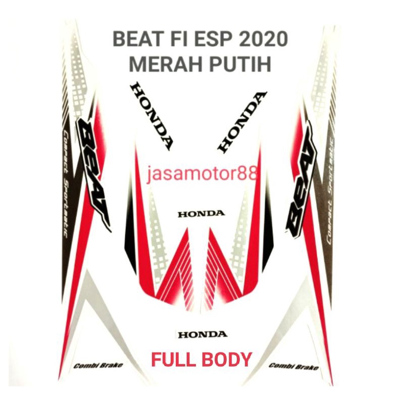 LIS STRIPING STIKER BEAT F1 ESP 2020 WARNA MERAH PUTIH