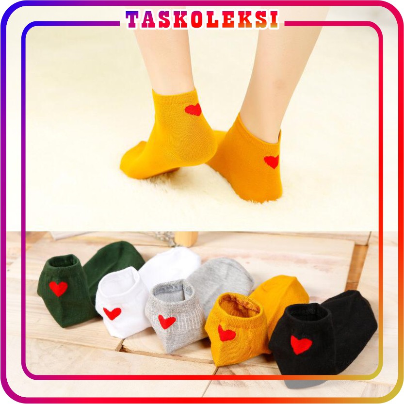 ☛TK☚ Kaos Kaki Motif Polos love Pendek Ankle Cute Socks Fashion Wanita Korea Import Murah R138 k019