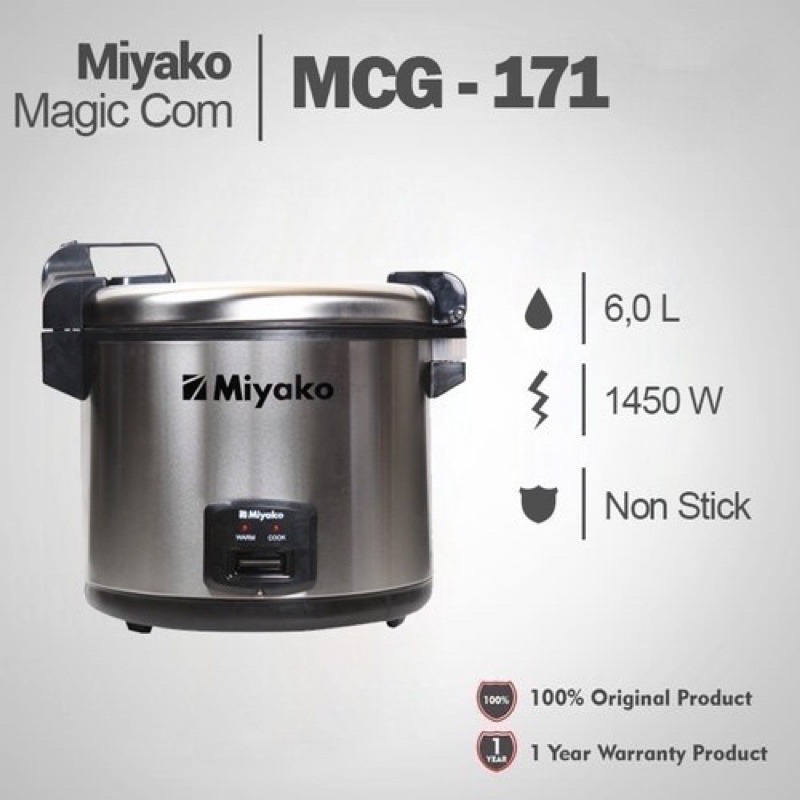 Miyako MCG171 Rice Cooker Besar MCG-171 Magic Com 6 Liter