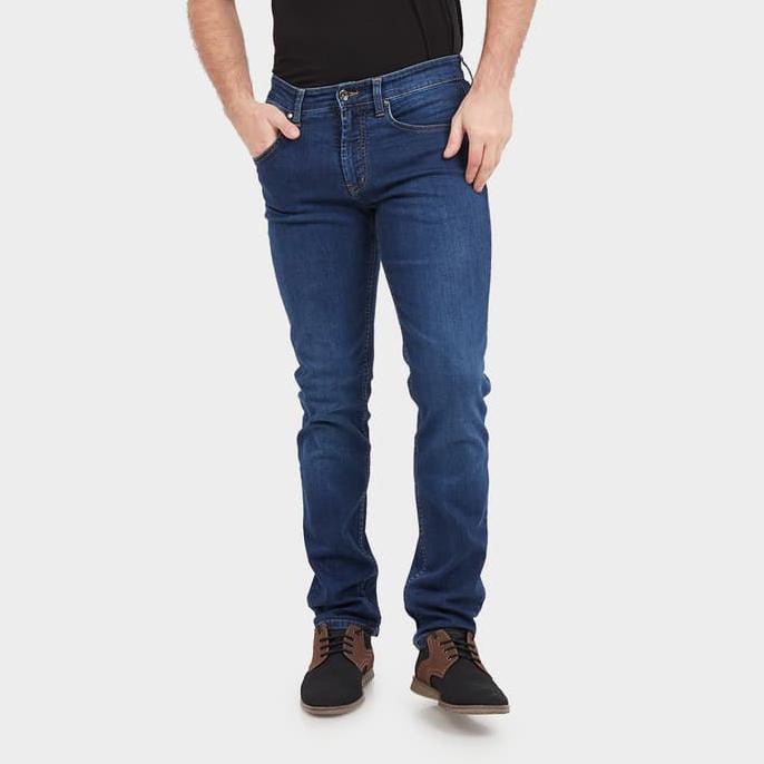 Barang Berkualitas JB BOSS CELANA PANJANG JEANS Scrub Full Biru Tua Super Stretch Denim - Navy, 28