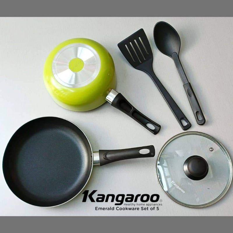PROMO KANGAROO EMERALD VALUE KITCHEN MAXIM OLIVE COOKWARE SET PANCI TEFLON MURAH SET LENGKAP PANCI T